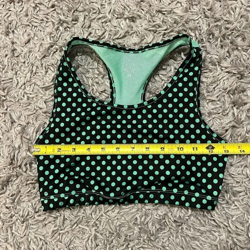 Justice active black /green dots  top sz 14